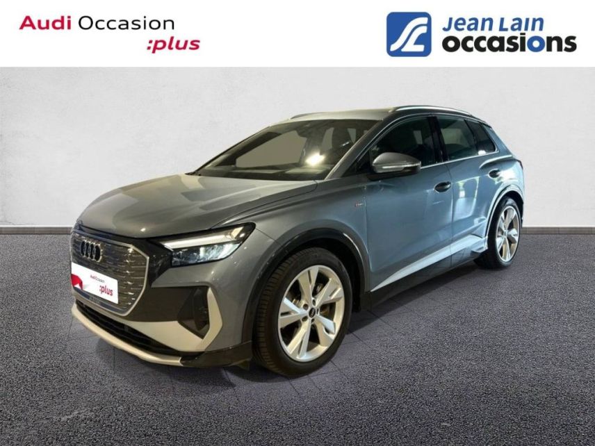 75010 : Hyundai Paris Nord - Goncourt Automobiles - AUDI Q4 E-TRON S line - Q4 E-TRON - BLEU GEYSER METALLISE - Automate à fonct. Continu - Courant électrique