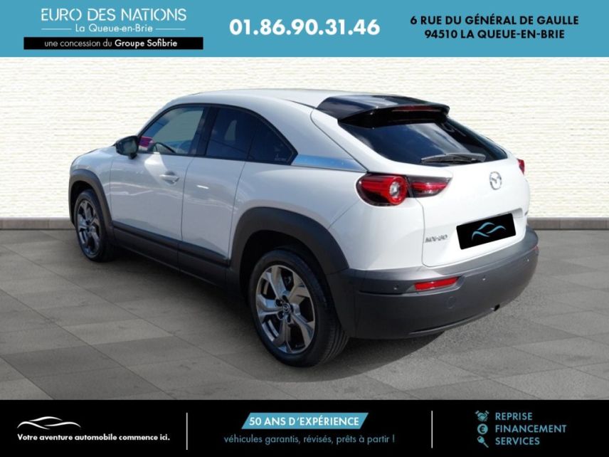 75010 : Hyundai Paris Nord - Goncourt Automobiles - MAZDA MX-30 2020 Industrial Vintage - MX-30 ELECTRIQUE - Blanc - Automate à fonct. Continu - Courant électrique