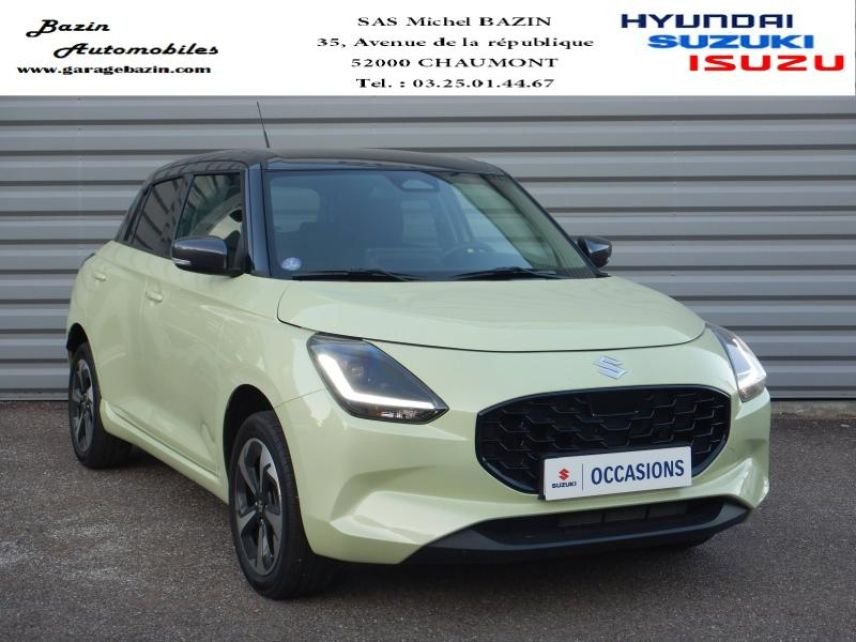 52000 : Hyundai Chaumont - Garage Michel Bazin - SUZUKI Swift - Swift - Cool Yellow Metallic/Toit Min Gray - Transmission intégrale - Essence/Micro-Hybride