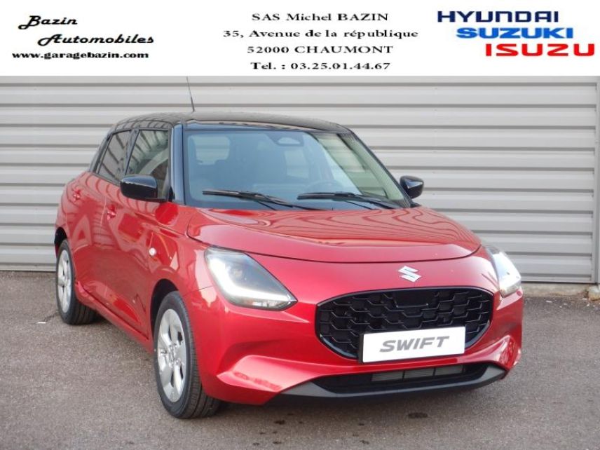 52000 : Hyundai Chaumont - Garage Michel Bazin - SUZUKI Swift - Swift - So&#039;Color Burning Red Pearl/Black métal - Traction - Essence/Micro-Hybride